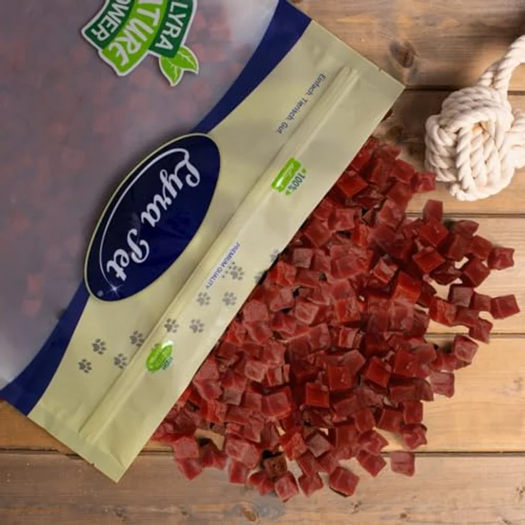 Lyra Pet® Entenbrustwürfel, 1 kg Kausnack für Hunde, proteinreich und fettarm, ideal für Welpen und Senioren, wiederverschließbar – Bild 5