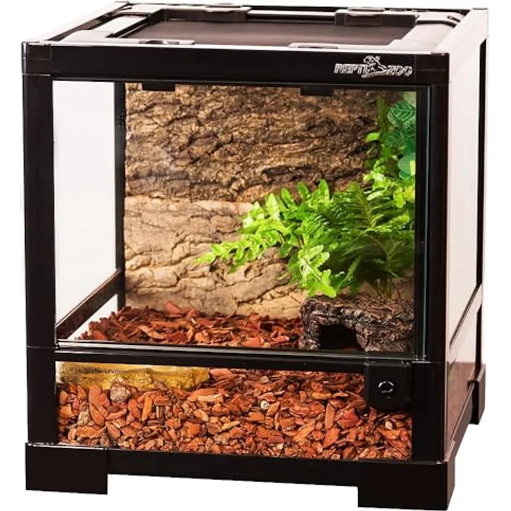 ReptiZoo Glas-Terrarium 30x30x32 cm mit Schwenktüre, zerlegbar und integriertes Schloss, frontale Ventilation, RK0101S