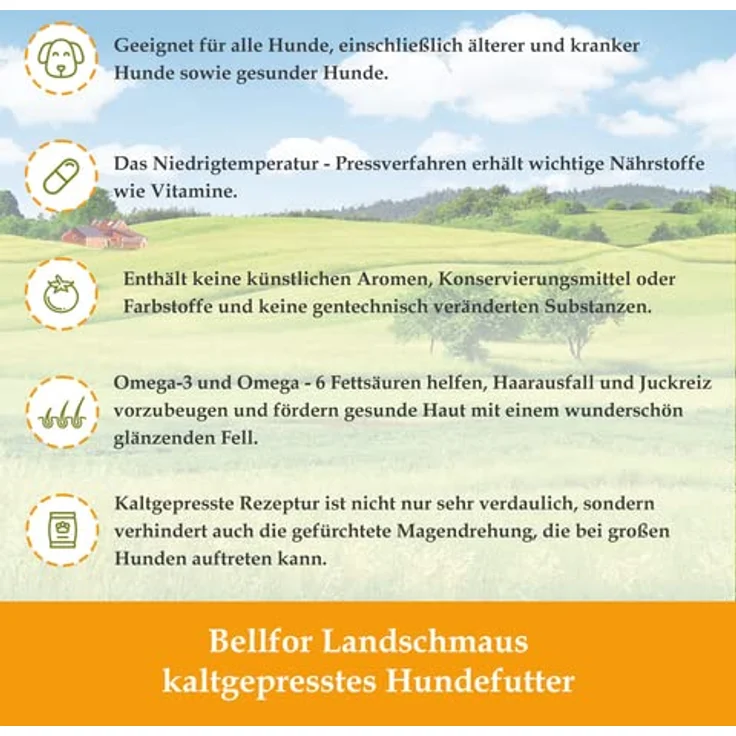 Bellfor Weideland-Schmaus, Getreidefreies Hundetrockenfutter mit Lamm, hohe Verdaulichkeit, 10 kg – Bild 3