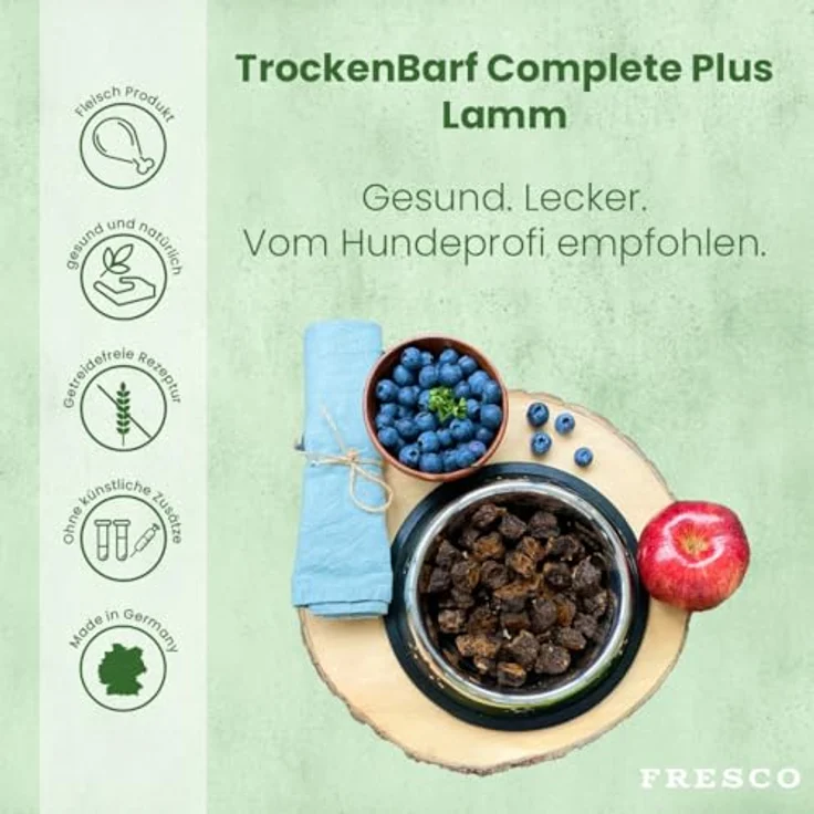 Fresco Dog TrockenBarf für Hunde Lamm 5kg, 80% Frischfleisch, hypoallergen & getreidefrei, ohne Zusätze – Bild 2