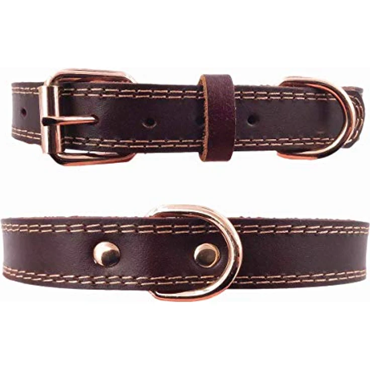SLZZ Prämie Echtes Leder Hundehalsband, personalisierbar mit goldenem ID-Etikett, für kleine bis große Hunde (XS-XL) – Bild 2