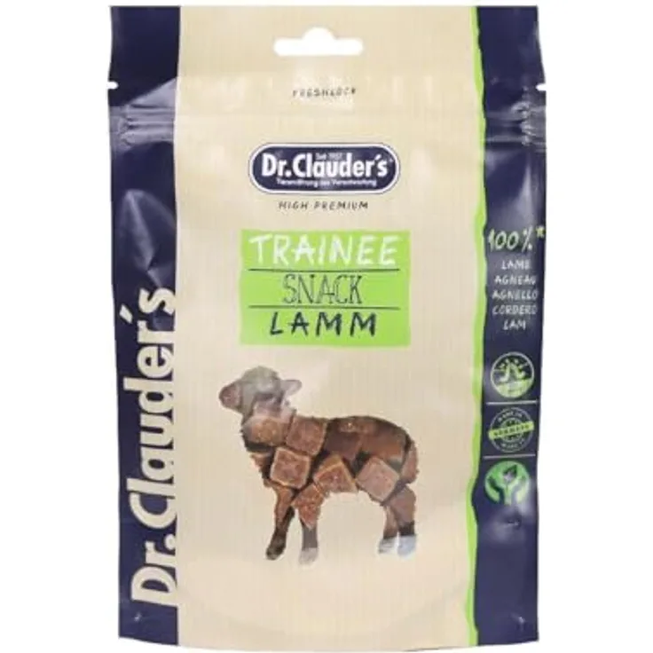 Dr. Clauder's Trainee Snack, Leicht verdauliche 95% Fleisch Snacks mit Inulin für Hunde und Katzen, Lamm, 80g