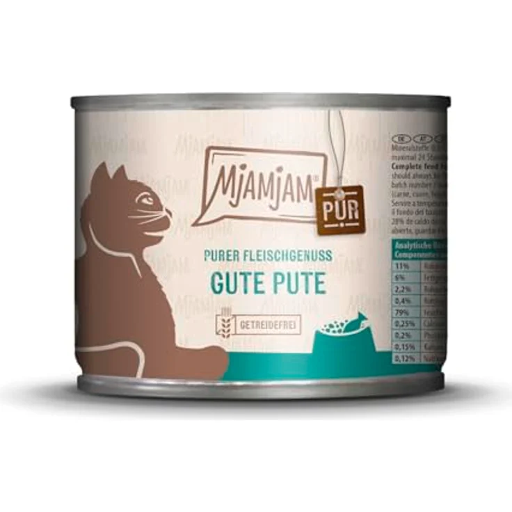 MjAMjAM Pur 6 x 200 g, Katzen-Nassfutter mit hohem Fleischanteil, monoprotein, ohne Getreide und Zucker, hergestellt in Deutschland – Bild 1