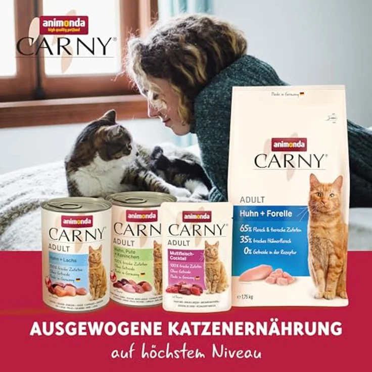 animonda Carny Adult Herzhafte Variation, Katzennassfutter mit 100% frischen, fleischlichen Zutaten, ohne Getreide und Zucker, 8 x 85 g – Bild 4