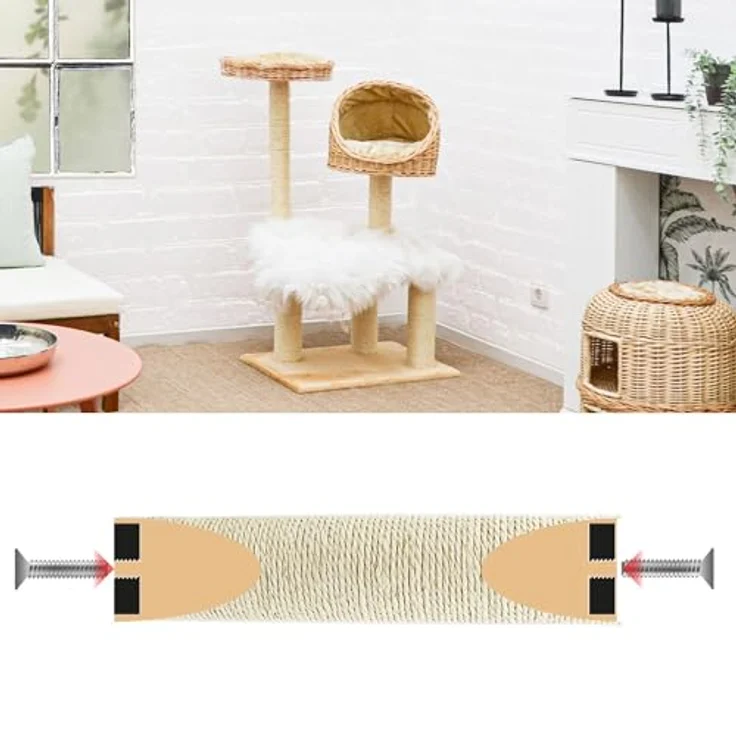 EYEPOWER Sisal Ersatzstamm für Kratzbaum, 15 cm Ø 7,4 cm M8, 100% Natur, für Katzenkratzbaum, passgenau und robust – Bild 2