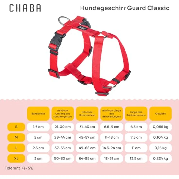 Chaba Guard Hundegeschirr, verstellbares Anti-Zug Brustgeschirr für kleine und mittelgroße Hunde, ergonomisches Design, Größe M, ROT – Bild 2