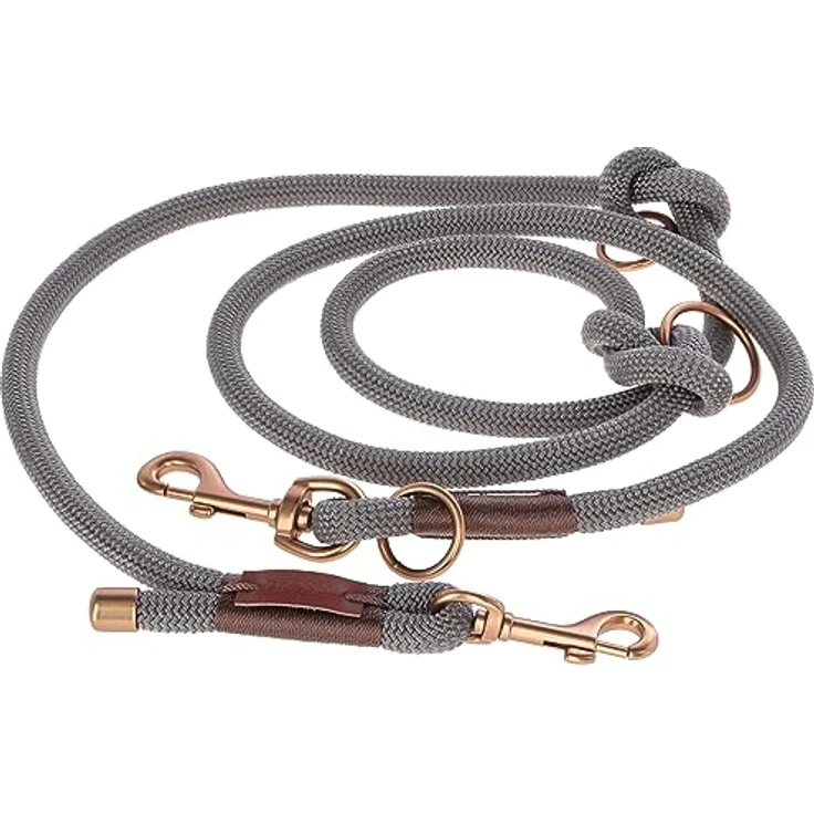 Kerbl Pet Führleine Monte Carlo, edle Hundeleine aus stabiler Geflochten, braun/grau, 12 mm x 200 cm – Bild 2