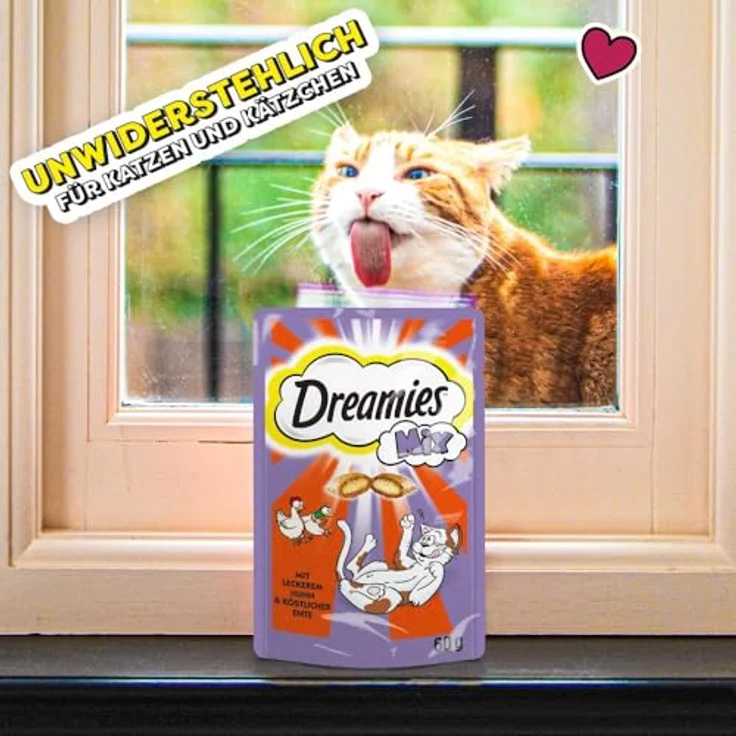 Dreamies Katzensnack Mix mit Huhn und Ente, cremiger Kern und knusprige Hülle, 6x60g – Bild 10