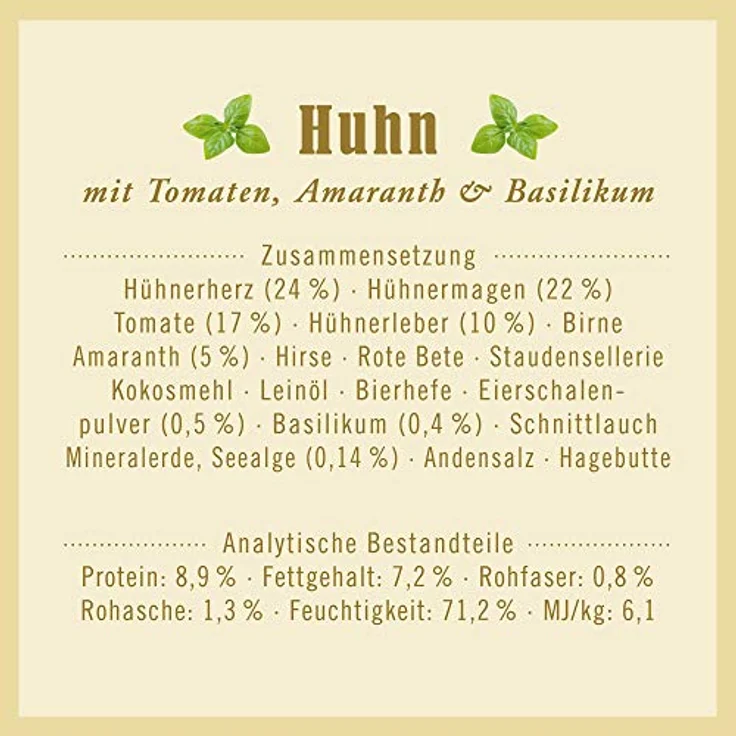Terra Canis Classic Sparpaket 12 x 400 g - Huhn mit Tomate, Amaranth & Basilikum, getreidearm und glutenfrei, mit hochwertigen Zutaten in Lebensmittelqualität – Bild 3
