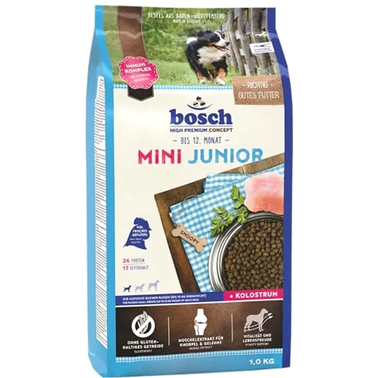 bosch HPC Mini Junior, Hundetrockenfutter für kleine Rassen bis 15 kg, glutenfrei, mit frischem Geflügel und Kolostrum, 3 kg – Bild 1