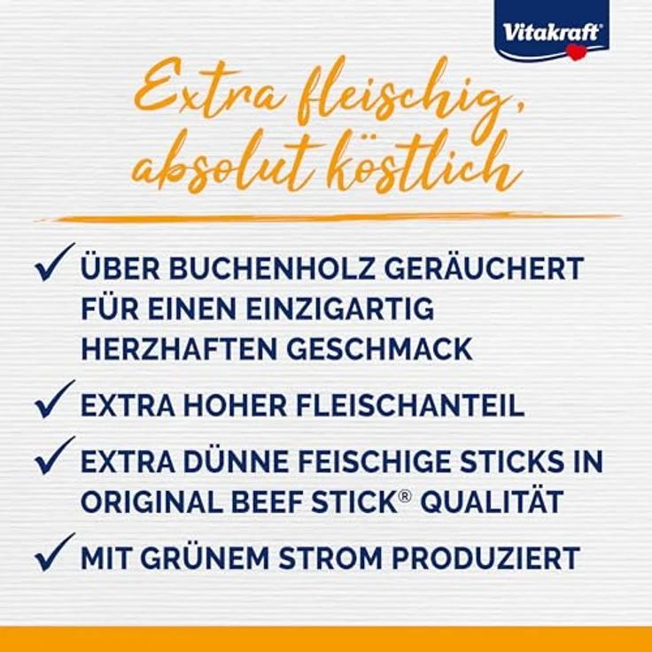 Vitakraft Beef Stick School, dünne Fleisch-Sticks mit Rind, ohne Zuckerzusatz, 10 Stück – Bild 3