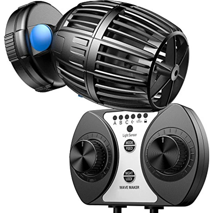 SunSun CW-140 Strömungspumpe, einstellbare Wellenform und Wellenzyklus, Förderleistung 1200-15000 l/h, 40 W, mit Tag- und Nachmodus, Magnethalter für Glas bis 15 mm – Bild 1