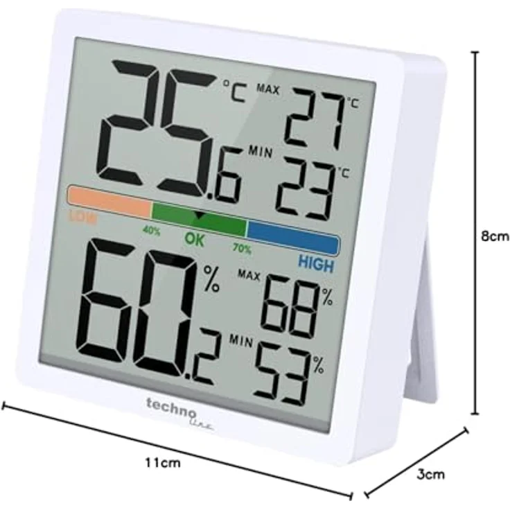 Technoline WS9472, digitales Thermo-Hygrometer mit Hintergrundbeleuchtung, Magnethalterung und Komfortanzeige – Bild 3