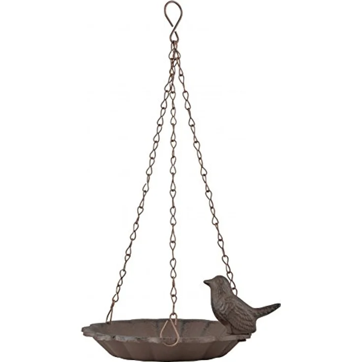 Esschert Design Hängende Vogeltränke, 1 Vogel aus Gusseisen und Schiefer,16,0 x 16,0 x 7,6 cm – Bild 2