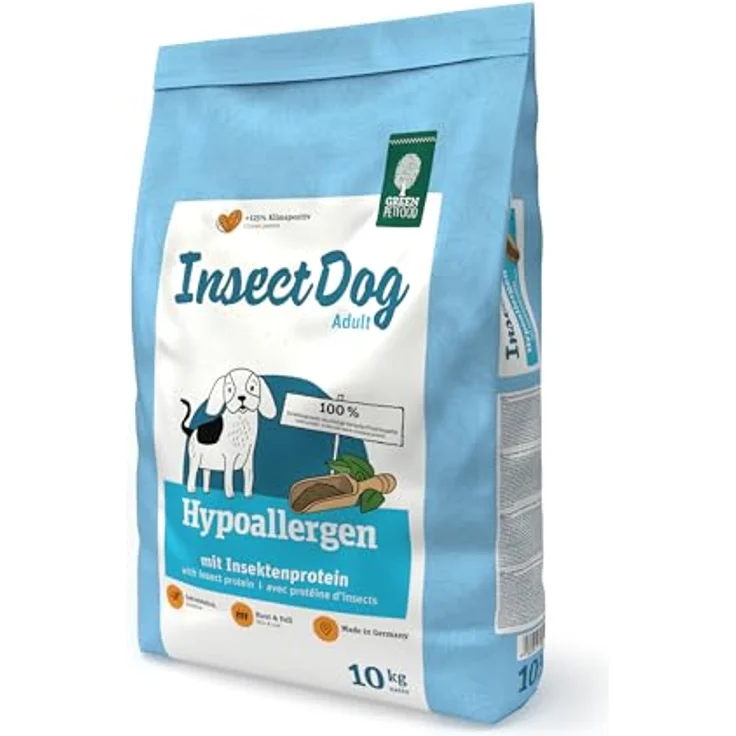 Green Petfood InsectDog Hypoallergen, 10 kg Trockenfutter für erwachsene allergische Hunde, mit Insektenprotein, getreidefrei, 1er Pack – Bild 1