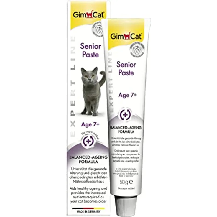 GimCat EXPERT LINE Senior Paste, funktionaler Katzensnack für gesunde Alterung ab 7 Jahren, 50g Tube