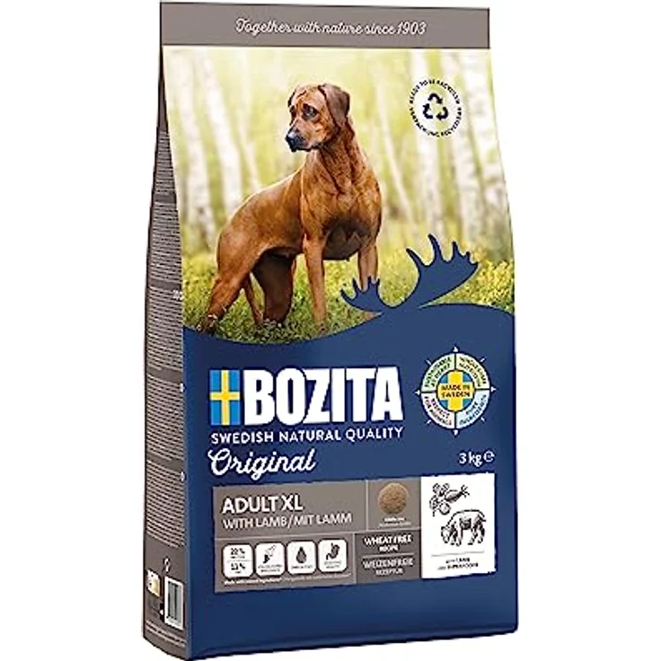 Bozita Hundefutter Original Adult XL Lamm, 3 kg weizenfreies Trockenfutter für große Rassen, ausgewogene Ernährung für gesunde Gelenke und starke Knochen – Bild 1