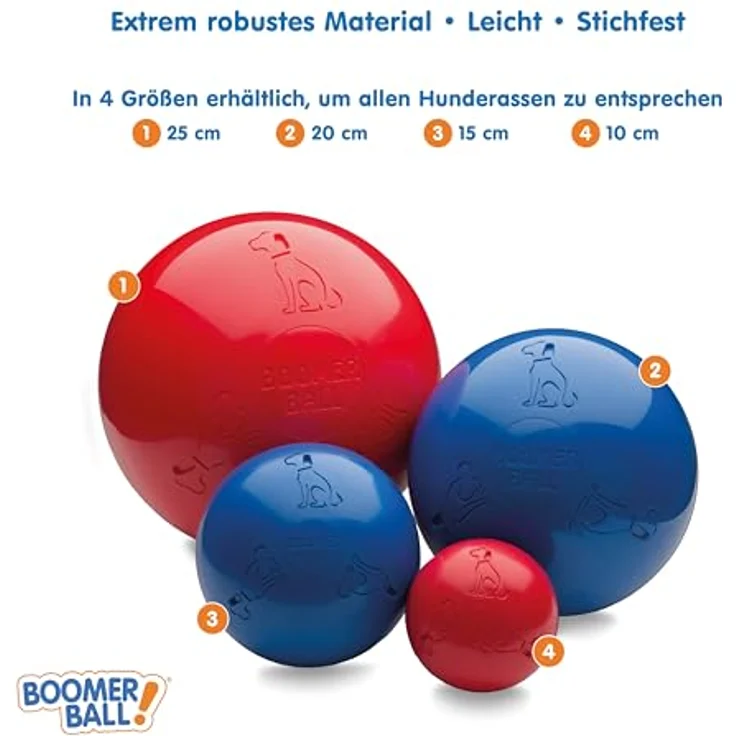 Company of Animals BOOMER BALL - Fast unzerstörbarer Hundeball, schwimmend, robustes Hundespielzeug für energiegeladene Hunde, Größe 15 cm, Blau oder Rot – Bild 5