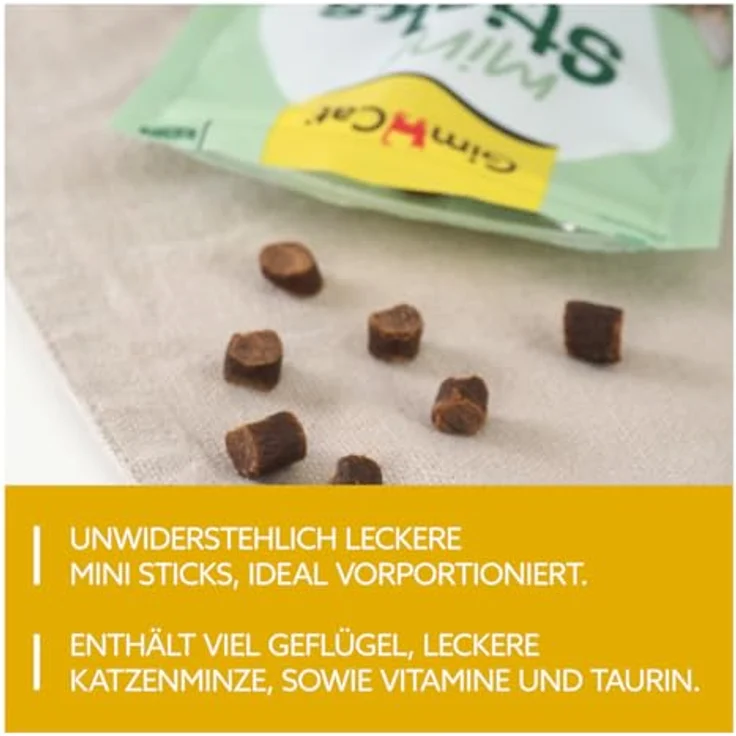 GimCat Mini Sticks Huhn mit Katzenminze, Getreidefreie Katzensnacks mit Vitaminen und Taurin, 50 g Beutel – Bild 3