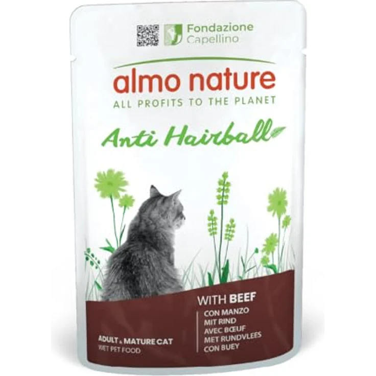 Almo Nature Almo Holistic Anti Hairball Multipack 6x70 g, Katzenfutter mit Rind & Huhn, fördert die Verdauung und vermindert Haarballenbildung – Bild 2