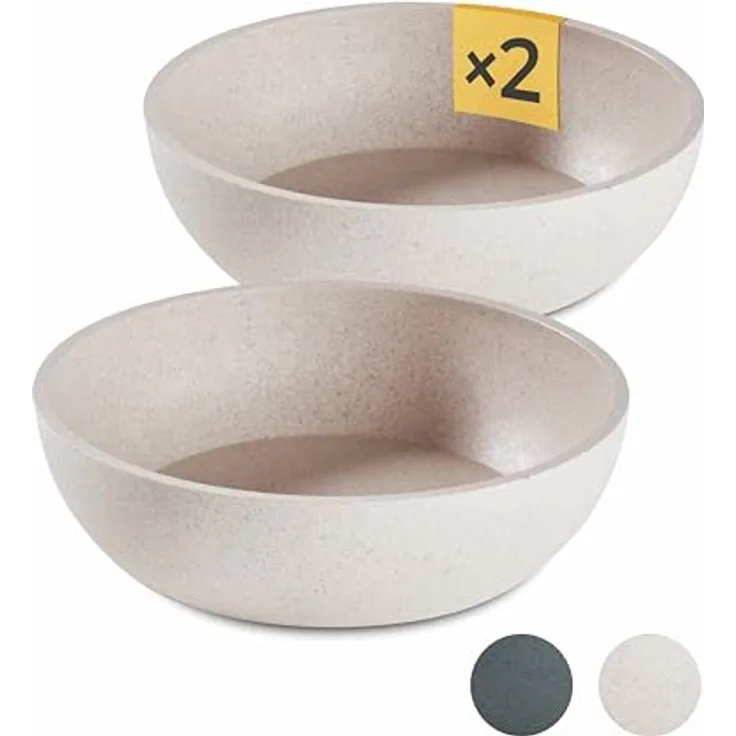PiuPet® Futternapf und Wassernapf für Hunde, 2 x 1L, spülmaschinenfest, beige, 17,5cm Durchmesser, für große Hunde