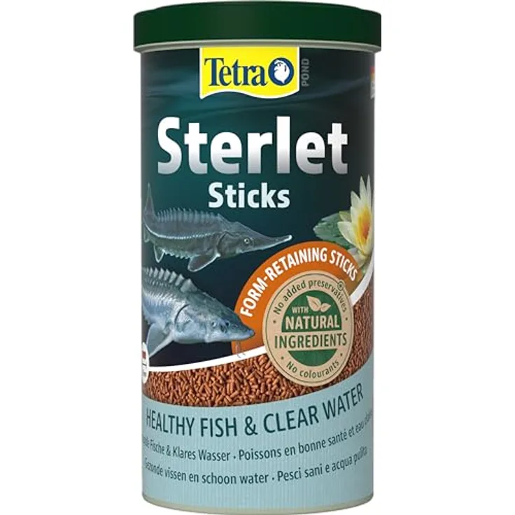 Tetra Pond Sterlet Sticks, Fischfutter für Sterlets und Störe, artgerechte Ernährung mit hochverdaulichen, schnell absinkenden Sticks, 1 L Dose