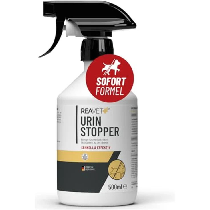 ReaVET Urin Stop für Hunde & Katzen, mildes Abwehrspray 500ml, Urin Entferner & Hundeschreck, nicht färbend, für Innen- & Außenbereich – Bild 1