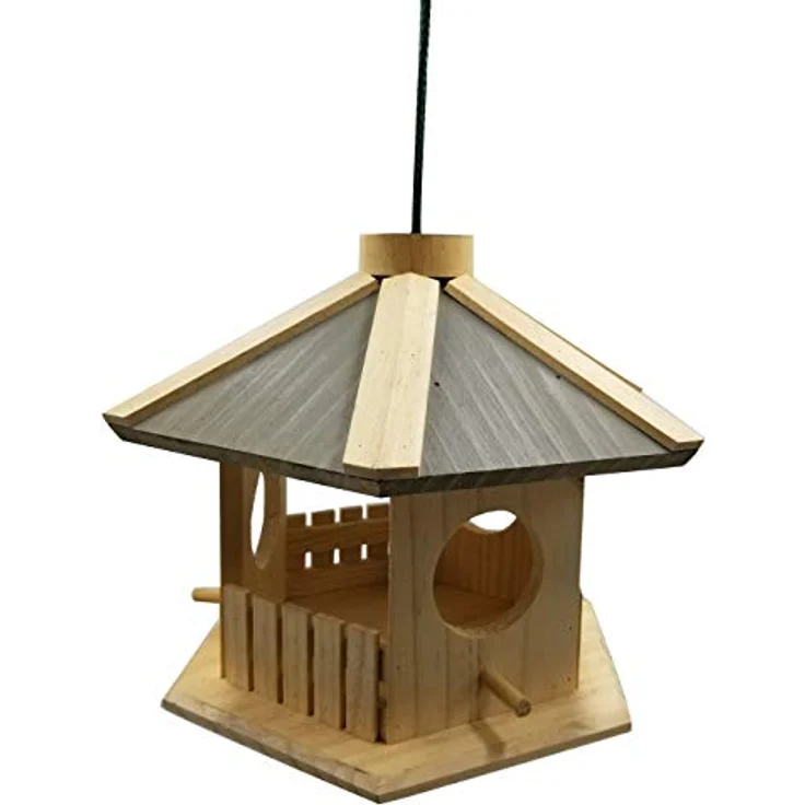 Dehner Natura Wildvogel-Futterhaus Dakota, ca. 30 x 26 x 22 cm, Kiefernholz, natur – Bild 2