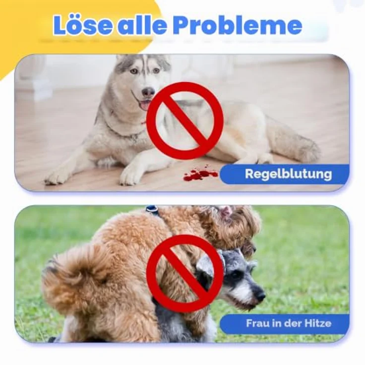JUNUNDJING 2er Pack Wiederverwendbare Hundewindeln für Hündinnen, Verstellbare Läufigkeitshose mit 8 Damenbinden, Schwarz und Blau, Größe M – Bild 5