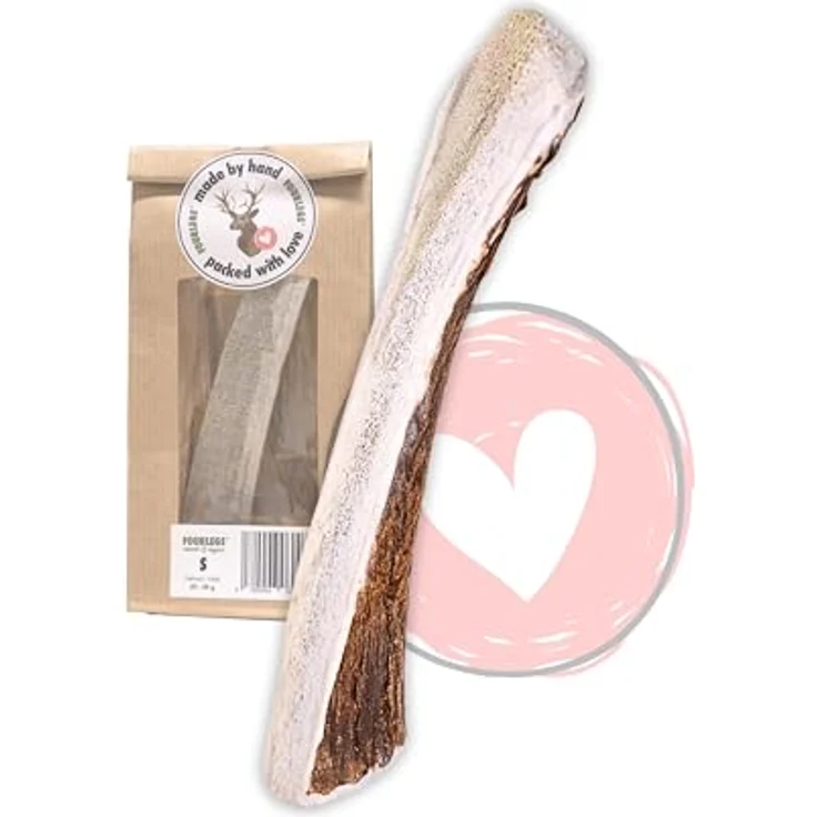 FOURLEGS® natürlicher Kausnack aus 100% Hirschgeweih, Mineralstoffreiche Kauartikel für Hunde, Größe S halbiert, fettarm, geruchsneutral, handgefertigt in Österreich – Bild 1