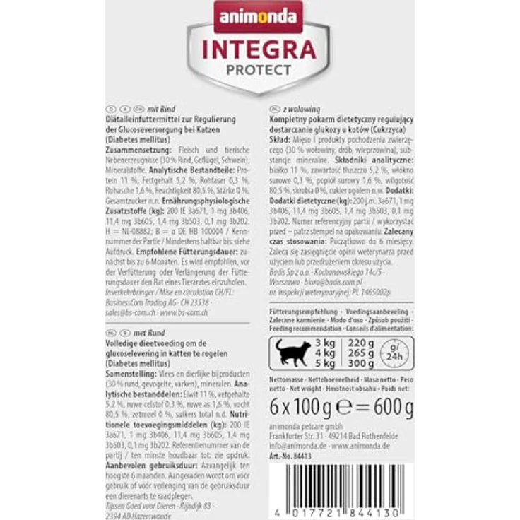 animonda INTEGRA PROTECT Diabetes mit Rind, Katzen-Nassfutter ohne Konservierungsmittel, 6x100g – Bild 6