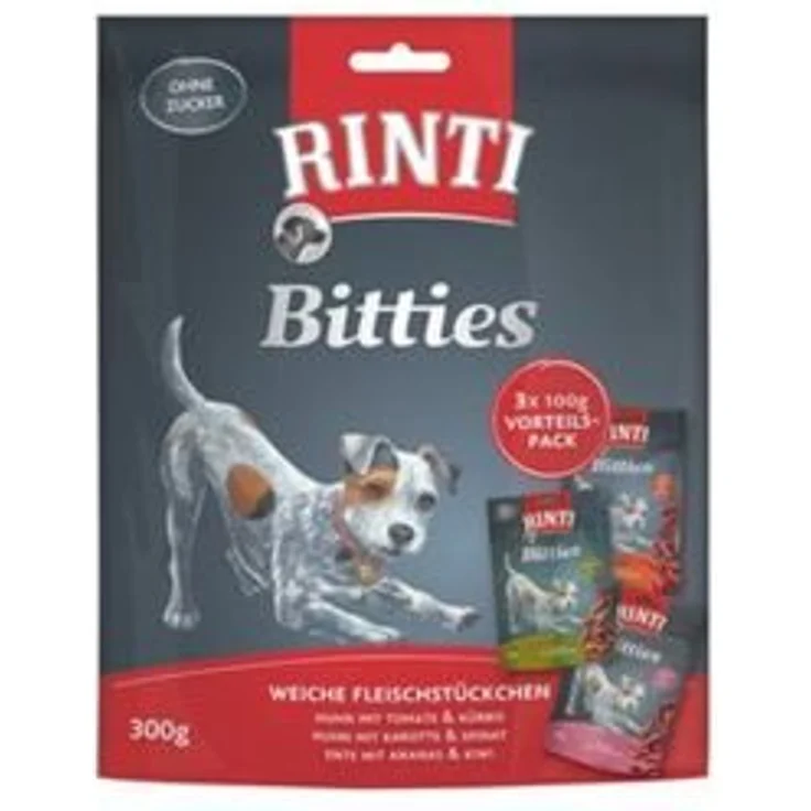 Rinti Bitties 300g Multipack, Hunde-Trockenfutter mit 3 Sorten, 8 Packungen je 300 g
