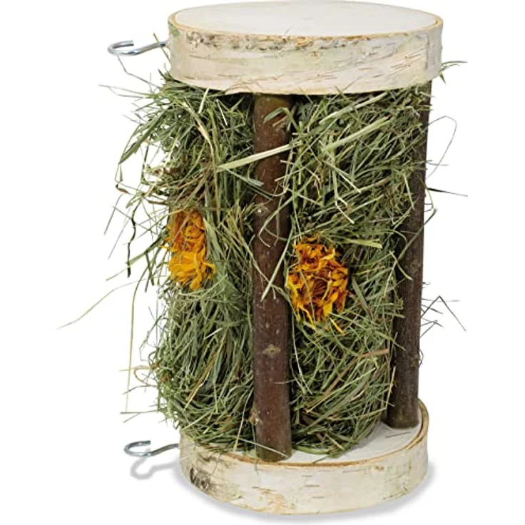 JR FARM Kräuter-Raufe 250 g, Holzraufe mit duftendem Bergwiesenheu, made in Germany – Bild 2