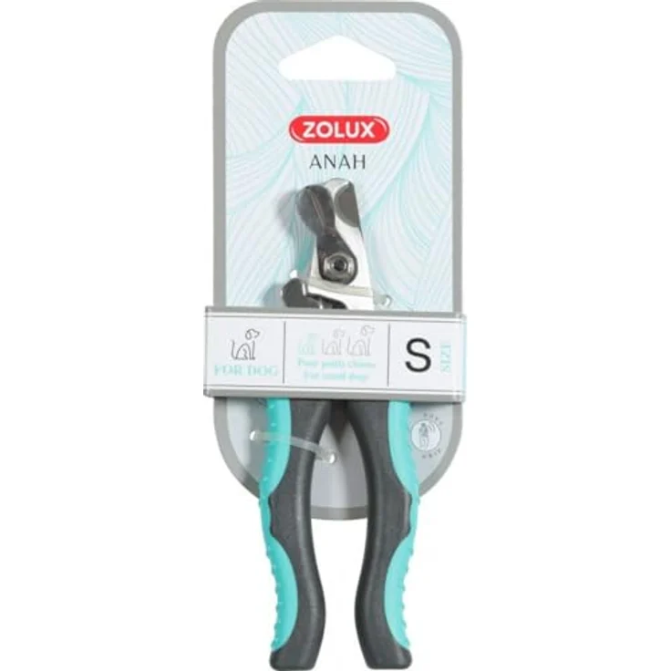 ZOLUX Krallenschneider ANAH S – klein, rostfreier Stahl mit Sicherheitsstopp, rutschfester SOFT TOUCH-Griff, Türkis und Anthrazit – Bild 1