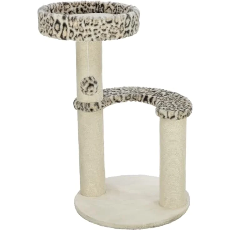 Trixie Kratzbaum Leo, mehrstöckiger Katzenbaum mit gemütlichen Liegeflächen und robusten Kratzflächen, 82 cm, Creme – Bild 1