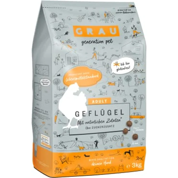 GRAU Trockenfutter für Hunde – Geflügel, 1 x 3 kg, getreidefrei, für sensible, erwachsene Hunde, glutenfrei – Bild 1