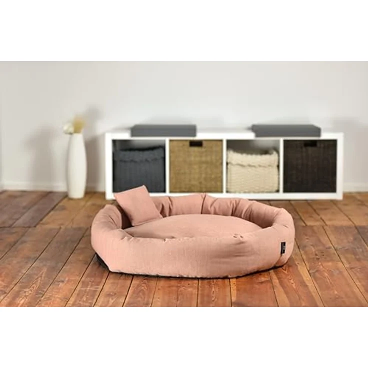Rohrschneider Kuschelinsel für Hunde und Katzen, aus 100% recyceltem Material, herausnehmbares Innenkissen, abnehmbarer Bezug, Grau oder Rosa, Größe L: 90x18cm – Bild 2