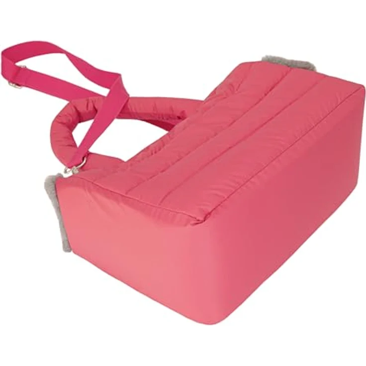 DOGGY Fluffy Ride, Transporttasche für Hunde und Katzen, Schultertasche bis 8 kg, himbeerfarben, mit Karabiner und verstellbarem Schultergurt – Bild 4
