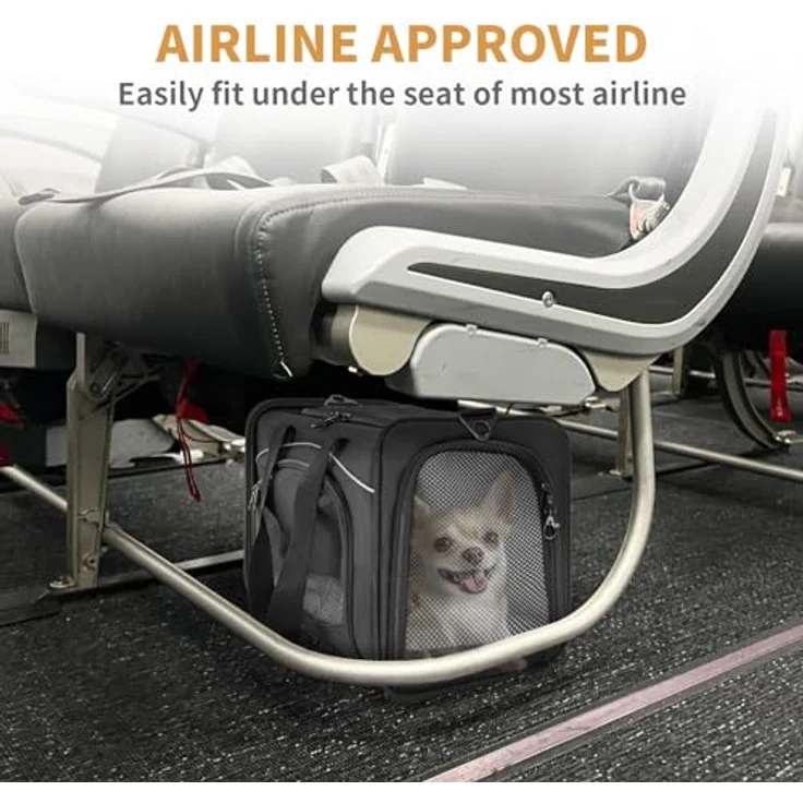 Petsfit Transporttasche für Hunde und Katzen, Flugtasche zugelassen für Haustiere bis 8 kg, 47x23x31 cm, inklusive verstellbarer Schultertrage und abnehmbarer Matte – Bild 5