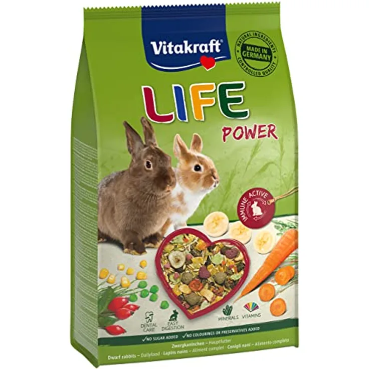 Vitakraft Nagerfutter Zwergkaninchen Life Power, 1,8 kg, mit Beta-Glucanen und vitalen Nährstoffen, ohne Zuckerzusatz