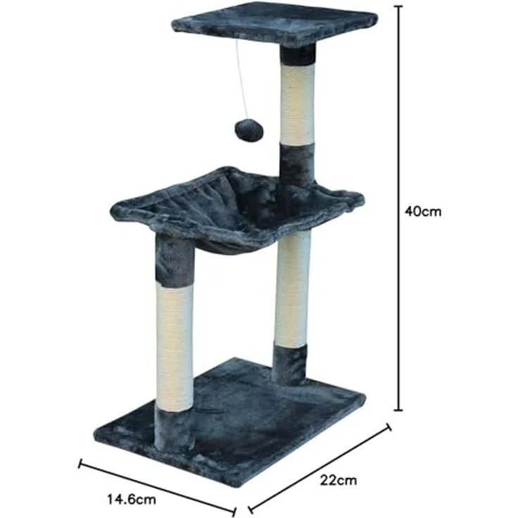 Gloria Katzenkratzbaum 36 x 50 x 83 cm, Grau, robuste Holz-Stahl Konstruktion mit Sisal-Oberfläche – Bild 5