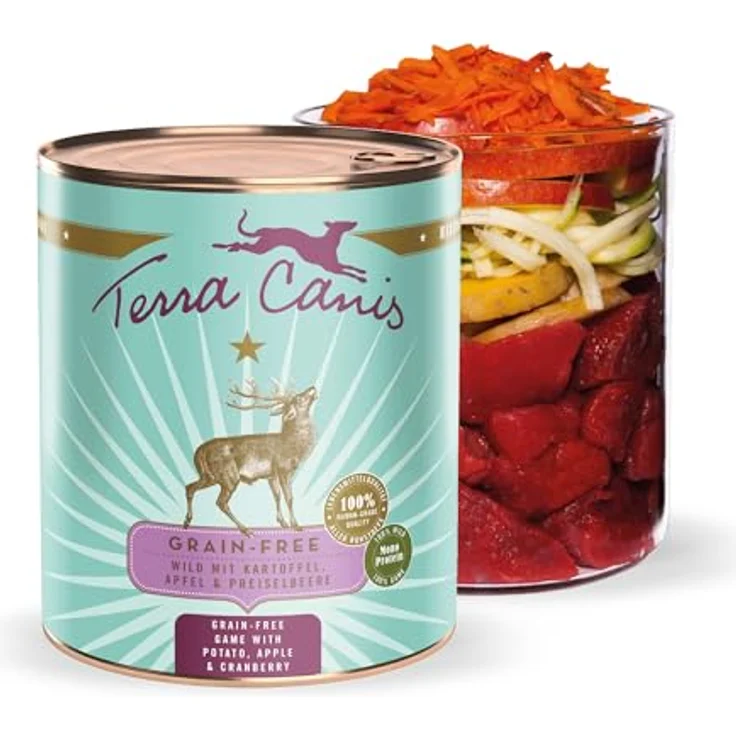 Terra Canis Wild, Nassfutter mit Kartoffel, Apfel & Preiselbeere, 800g - Getreidefreies, glutenfreies Premium Hundefutter in 100% Lebensmittelqualität – Bild 1