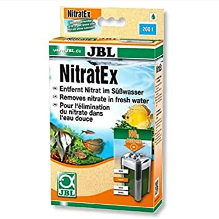 JBL NitratEx, Filtermasse zur schnellen Entfernung von Nitrat für Süßwasser-Aquarien, 250 ml inkl. Netzbeutel und Clip