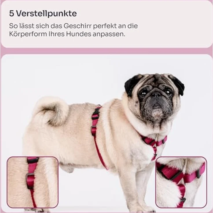 Chaba Guard Hundegeschirr, Anti-Zug & Würgen, verstellbar, ergonomisches Design, Größe M, burgunderfarbig – Bild 3