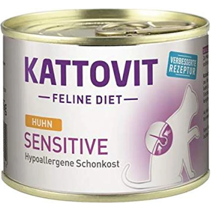 Kattovit Feline Diet Sensitive Huhn, Katzen-Nassfutter für Allergiker, 12x185g