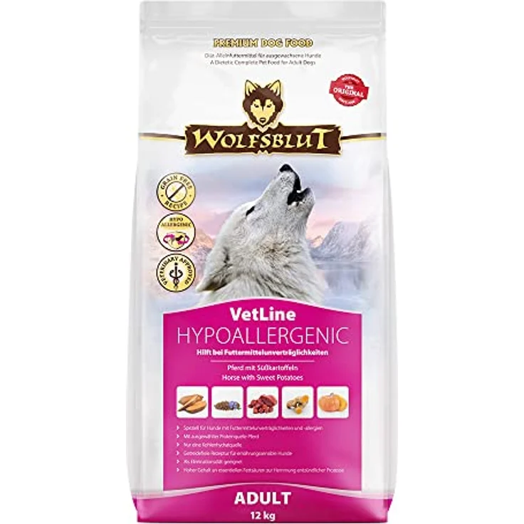Wolfsblut Adult VetLine Hypoallergenic, Hundefutter mit Pferdefleisch, 12 kg – Bild 1