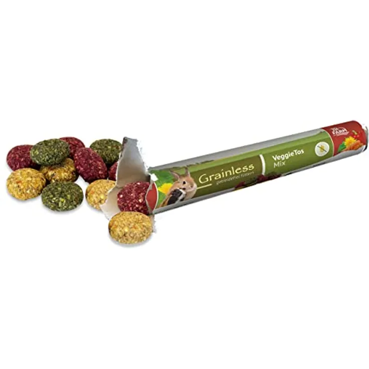 JR FARM Grainless VeggieTos Mix 25 g, getreidefreie Belohnungs-Drops mit Heilkräutern und Gemüse, made in Germany