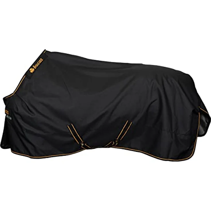 Bucas Irish Turnout 150g, Allwetter-Decke für Winter, atmungsaktiv und wasserdicht, Größe 140, Schwarz/Gold – Bild 1
