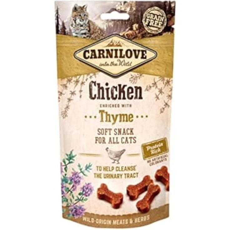 CARNILOVE Semi-Moist Chicken, halbfeuchter Snack für Katzen, angereichert mit Thymian, ohne Kartoffeln oder Müsli, 50 g – Bild 1