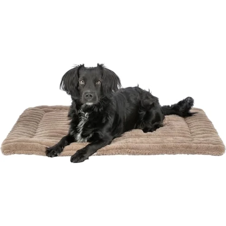 TRIXIE Tierkissen Liegematte Lonni hellbraun für Hunde, Polyester-Bezug, Plüsch in Breitcord-Optik – Bild 3